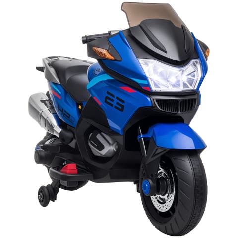 Kids Motorcycle with Training Wheels, Roaring Engine Design, High-Traction, Light Music