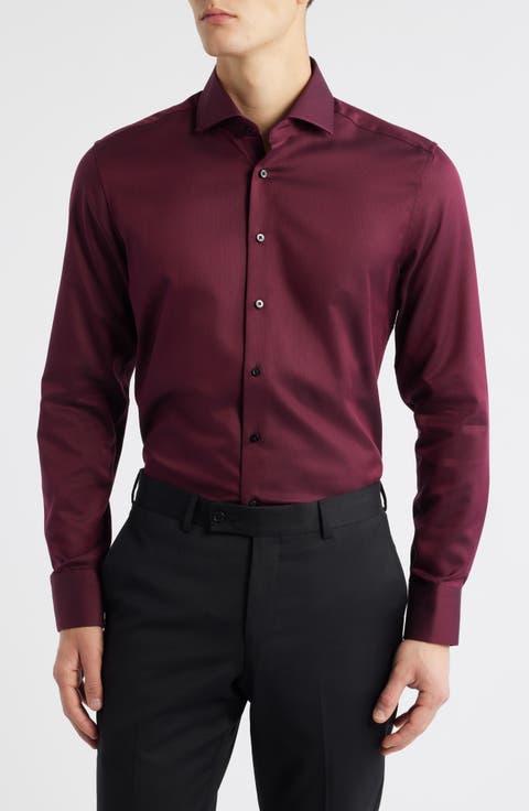 Slim Fit Solid Non-Iron Cotton Dobby Dress Shirt (Regular & Big)