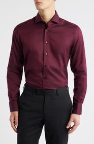 1863 by Eterna Slim Fit Solid Non-Iron Cotton Dobby Dress Shirt