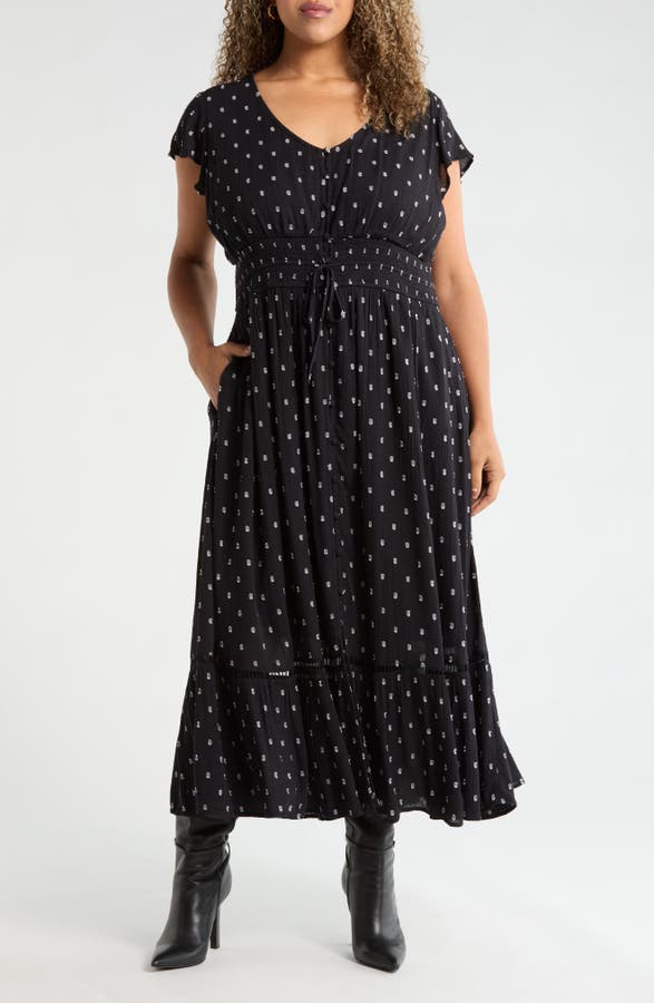 Smocked Dobby Maxi Dress