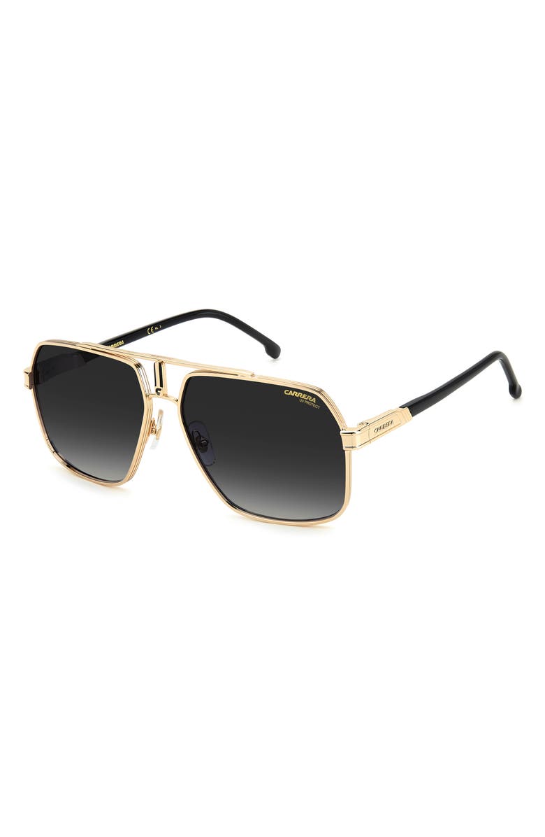 Carrera Eyewear 62mm Oversize Gradient Navigator Sunglasses, Alternate, color, Black Gold/ Grey Shaded