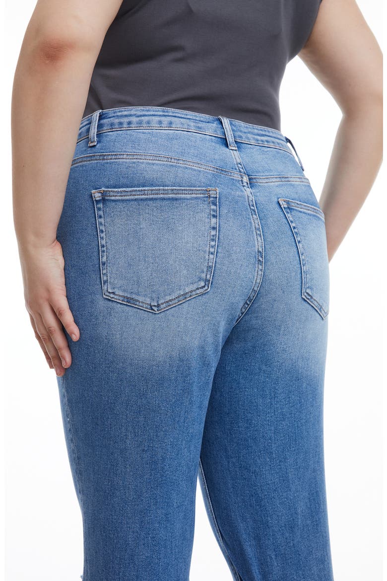 Distressed Slim Straight Leg Jeans, Alternate, color, MEDIUM BLUE