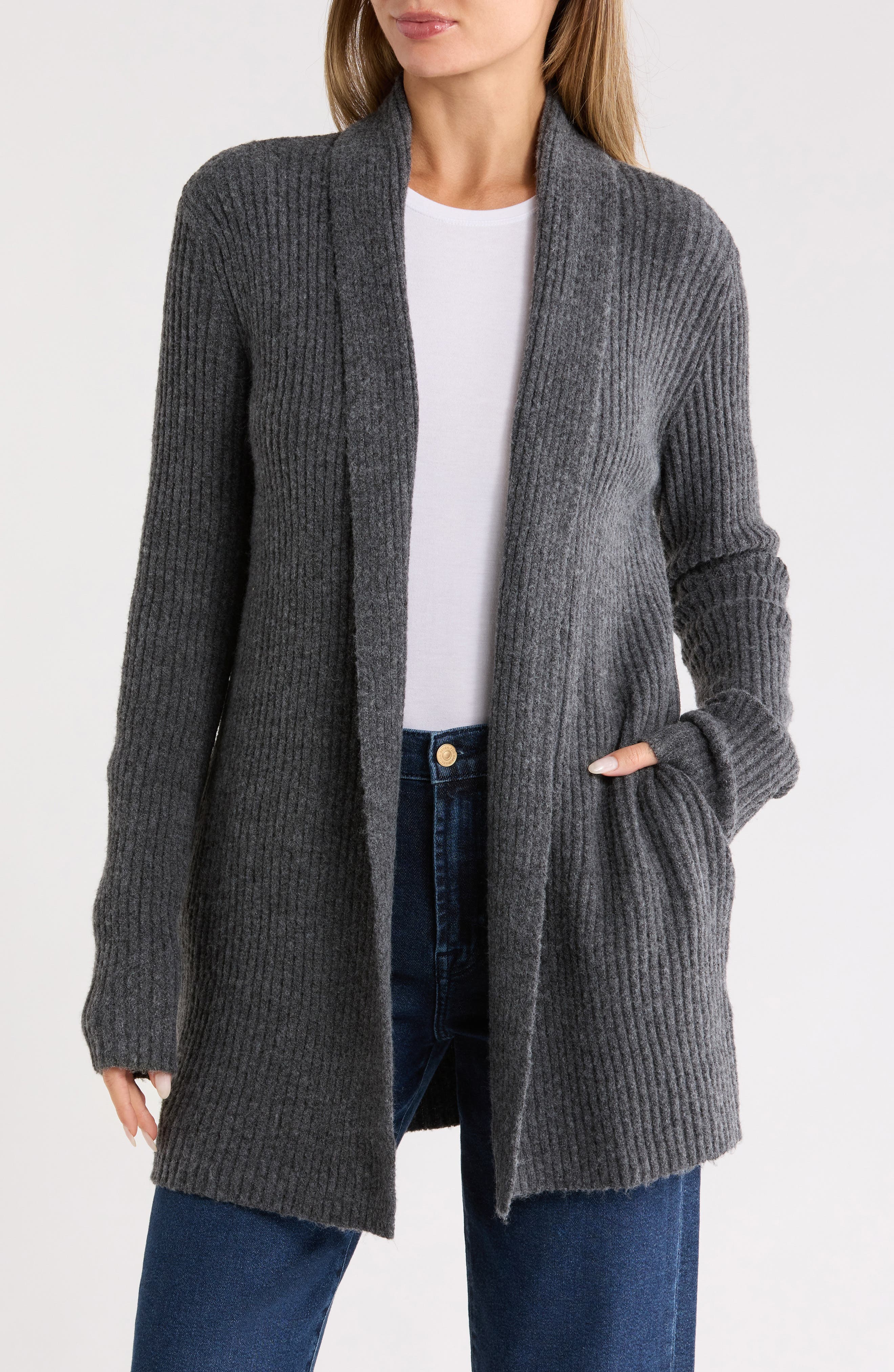Renee C Rib Knit Sweater Cardigan