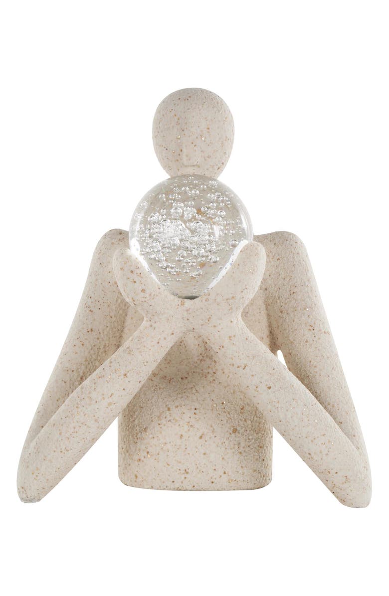 UMA Human with Glass Ball Sculpture, Main, color, Cream