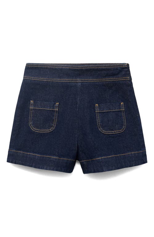 Mango High Waist Denim Shorts In Blue