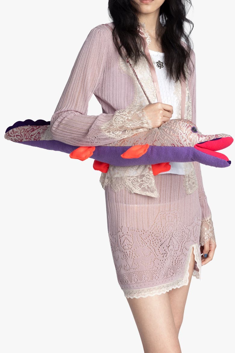 Lingerie Lace Knit Cardigan, Alternate, color, Blush