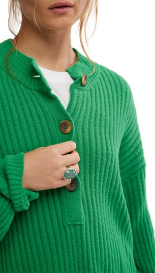 Cocoa Rib Henley Sweater