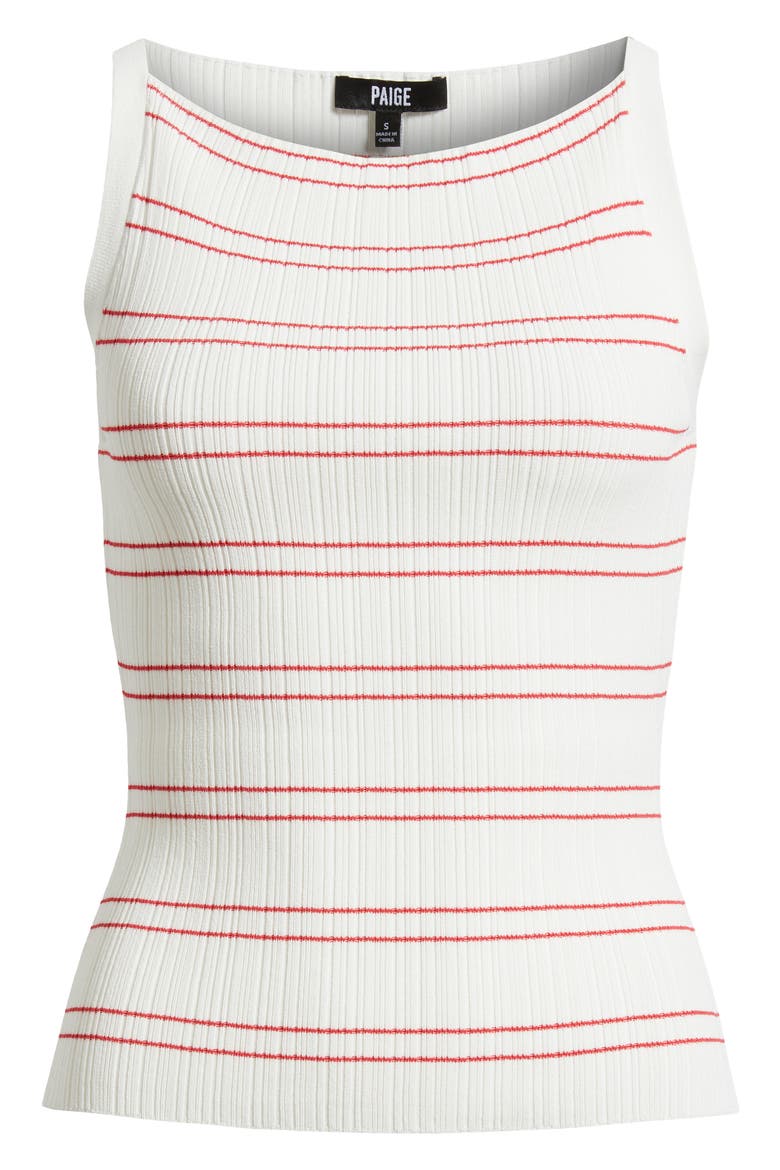Yuelia Stripe Boat Neck Tank, Alternate, color, WHITE/ PETUNIA