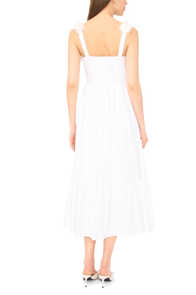 Floral Strap Midi Dress, Alternate, color, ULTRA WHITE