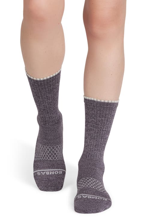Merino Wool Blend Marled Crew Socks