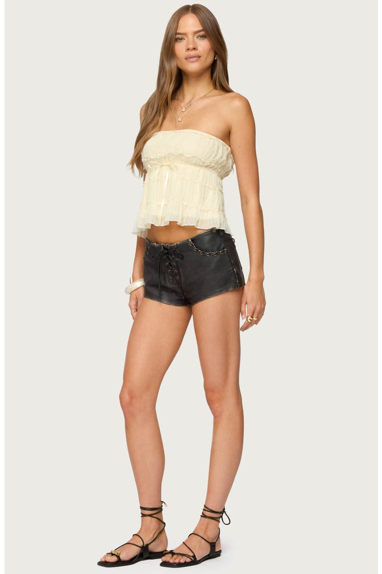 Seren Ruffle Chiffon Strapless Top, Alternate, color, CREAM