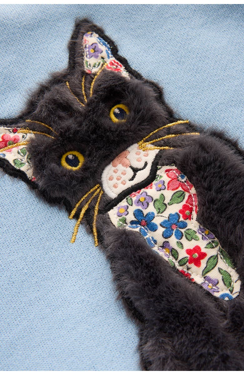 Mini Boden Kids' Cat Appliqué Graphic Sweatshirt, Alternate, color, 