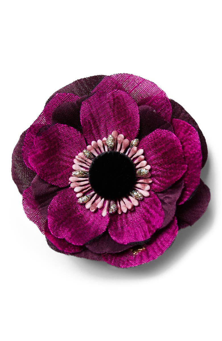 Helena Simon The Magenta Anemone Floral Brooch, Main, color, Magenta