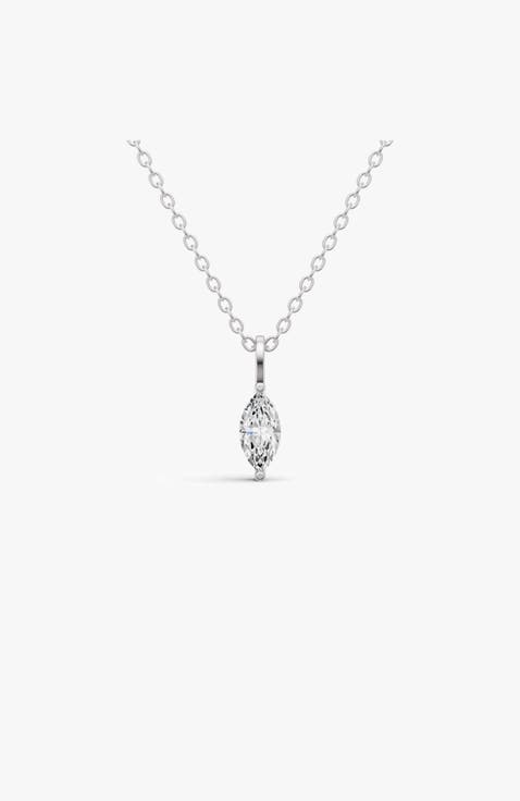 14K Gold 0.75 ct Lab Grown Round Marquise Shape Diamond Solitaire