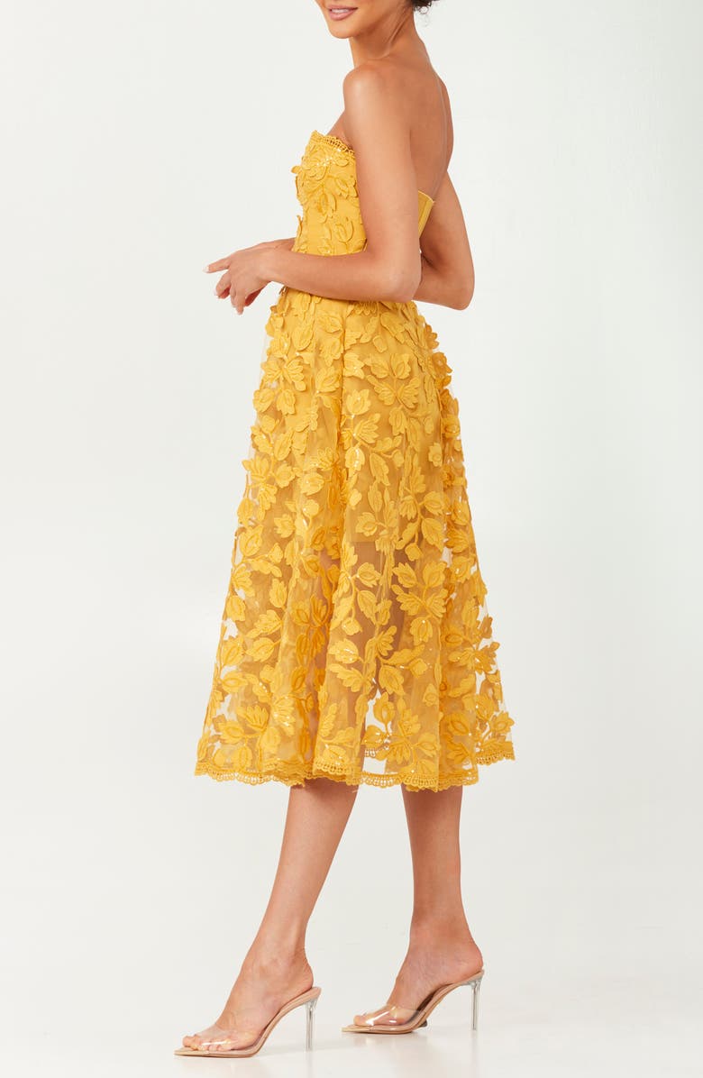 HELSI Florence Sequin Floral Strapless Midi Dress, Alternate, color, Marigold