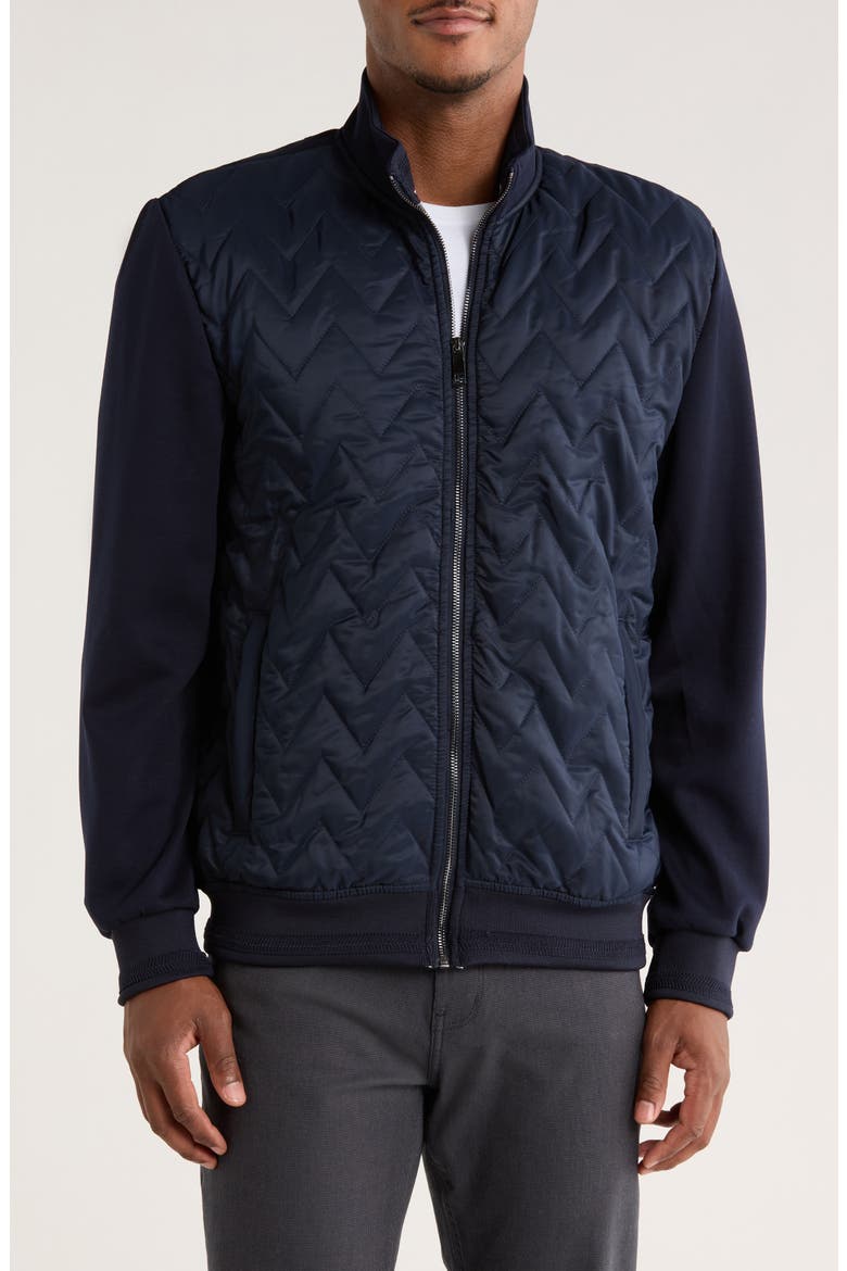 Zigzag Quilted Jacket, Main, color, NAVY