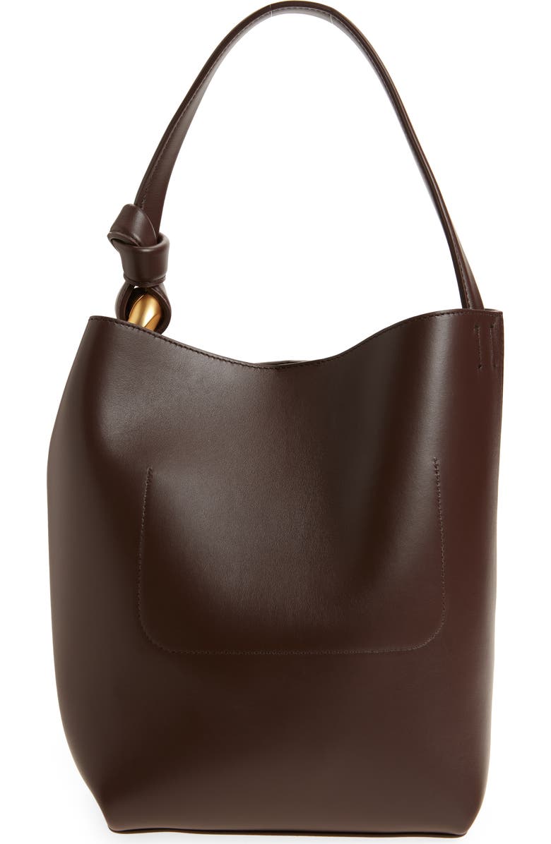 JW Anderson Small JWA Corner Leather Bucket Tote, Alternate, color, Deep Walnut 631