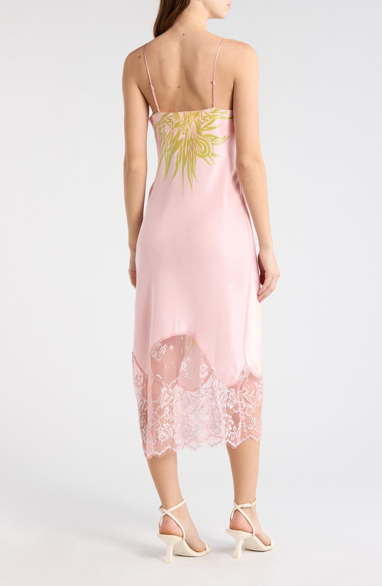 Desigual Lace Trim Satin Slipdress, Alternate, color, Pink