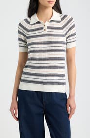 rag & bone Teresa Stripe Silk Blend Polo