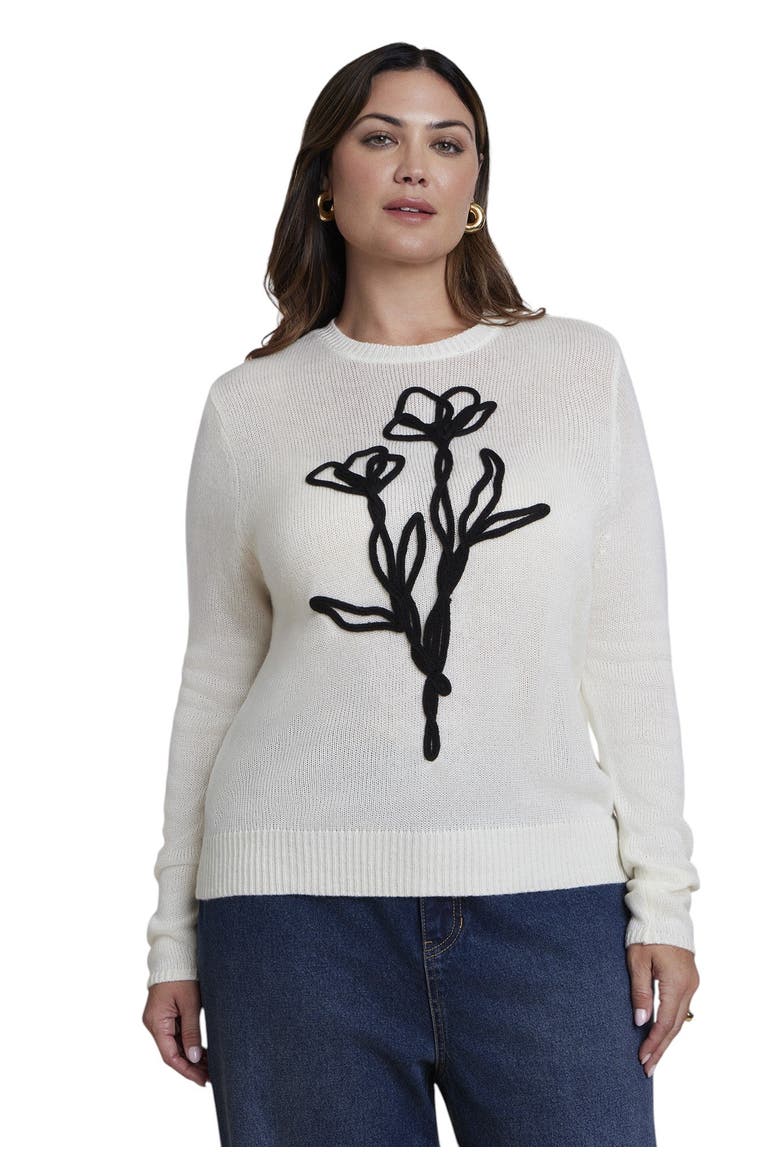 Fitted Illustrative Sweater (plus), Main, color, JET STREAM