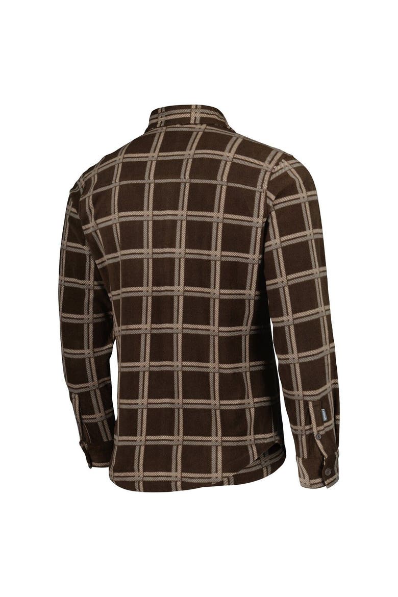 Men's Antigua Brown Cleveland Browns Industry Flannel Button-Up Shirt Jacket, Alternate, color, Brown
