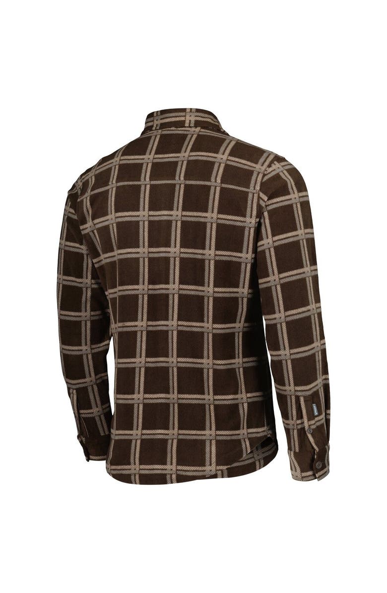 ANTIGUA Men's Antigua Brown Cleveland Browns Industry Flannel Button-Up Shirt Jacket, Alternate, color, Brown