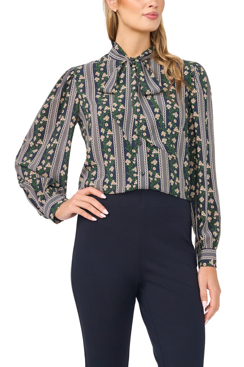 Vanessa Tie Neck Top, Main, color, INDIGO NIGHT
