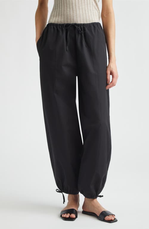 TOTEME Organic Cotton Drawstring Trousers in Black at Nordstrom, Size 40