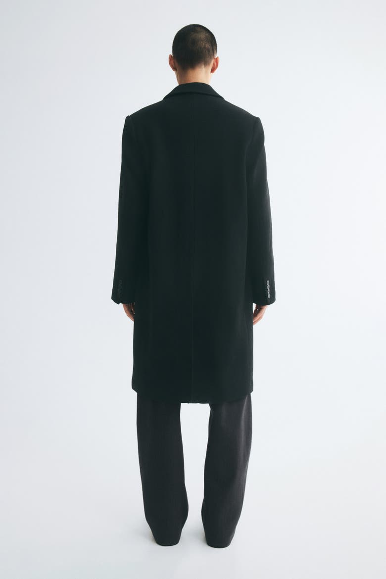 Single-breasted Wool-blend Coat, Alternate, color, Black