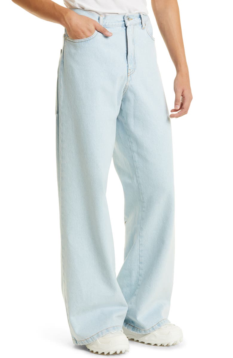 Off-White x Sal Barbier Gender Inclusive Diag Extra Baggy Wide Leg Jeans, Alternate, color,
