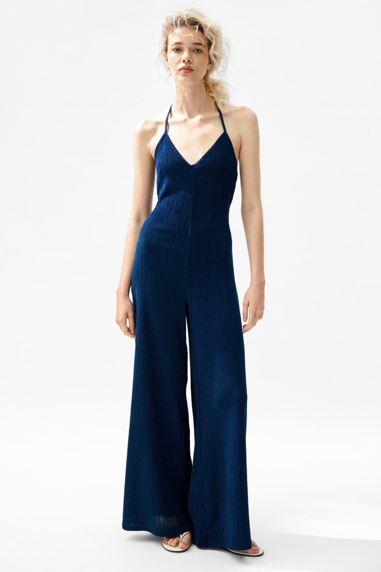 Halterneck Jumpsuit, Main, color, Dark blue