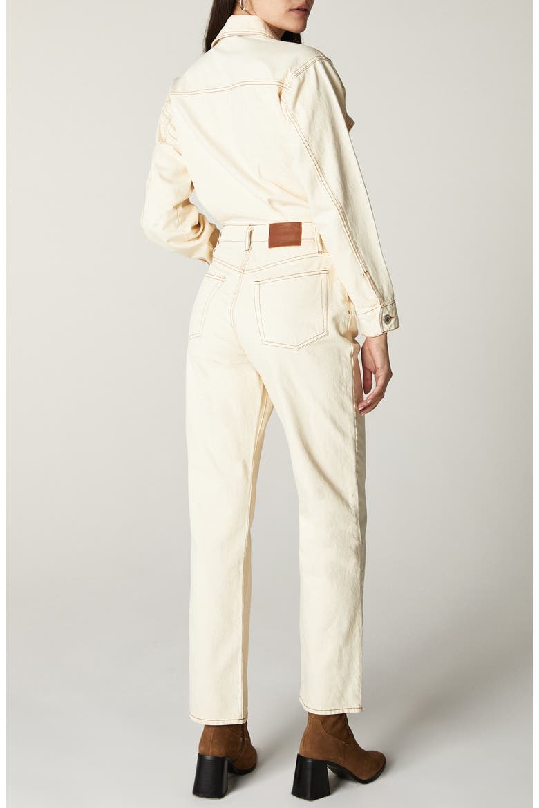 Simone Long Sleeve Denim Jumpsuit, Alternate, color, CREAM