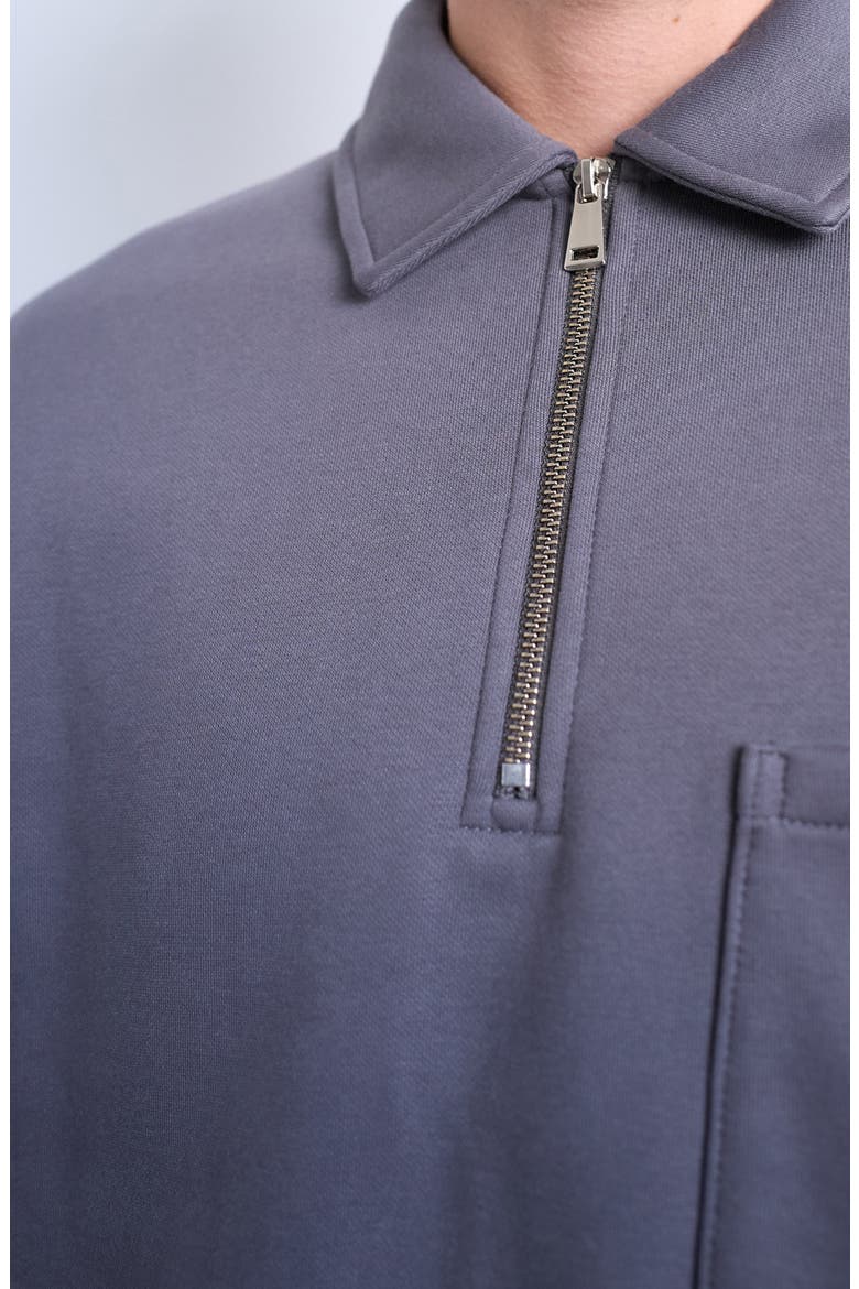 Oversize Long Sleeve Quarter Zip Polo, Alternate, color, GREY