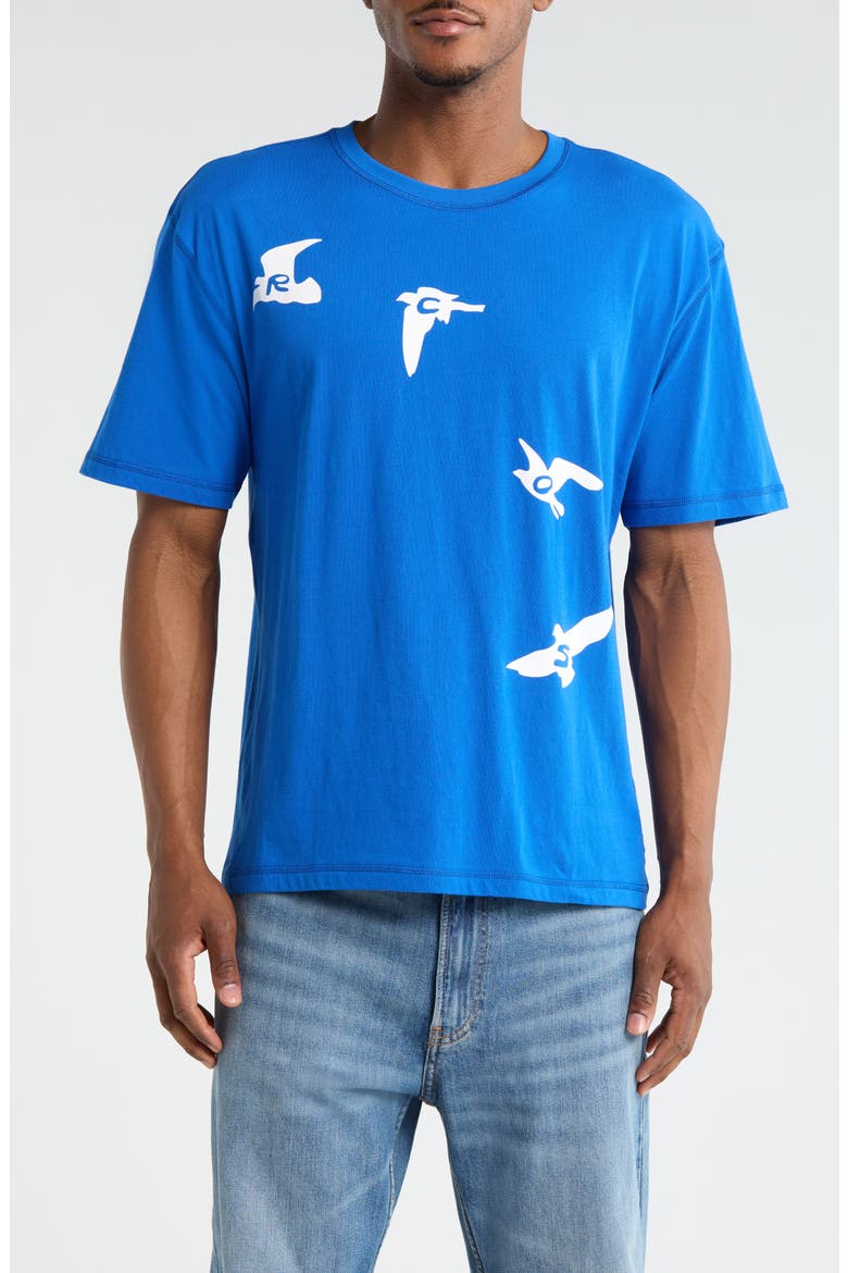 Birds Graphic Cotton T-Shirt, Main, color, COBALT