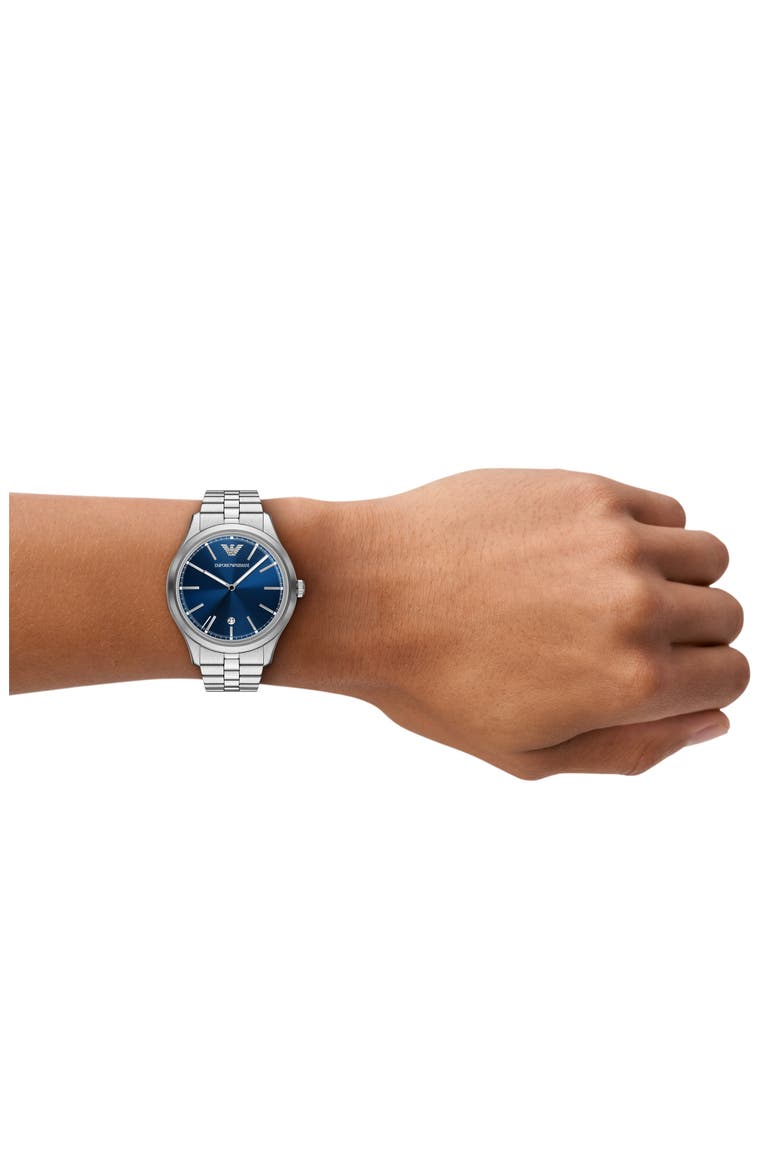 Three-Hand Stainless Steel Bracelet Watch, 41mm, Alternate, color, SILVER