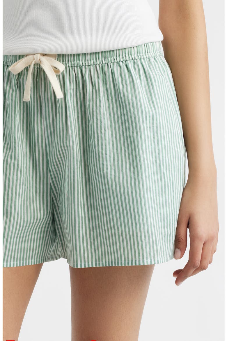 Stripe Cotton Drawstring Shorts, Alternate, color, GREEN STRIPE