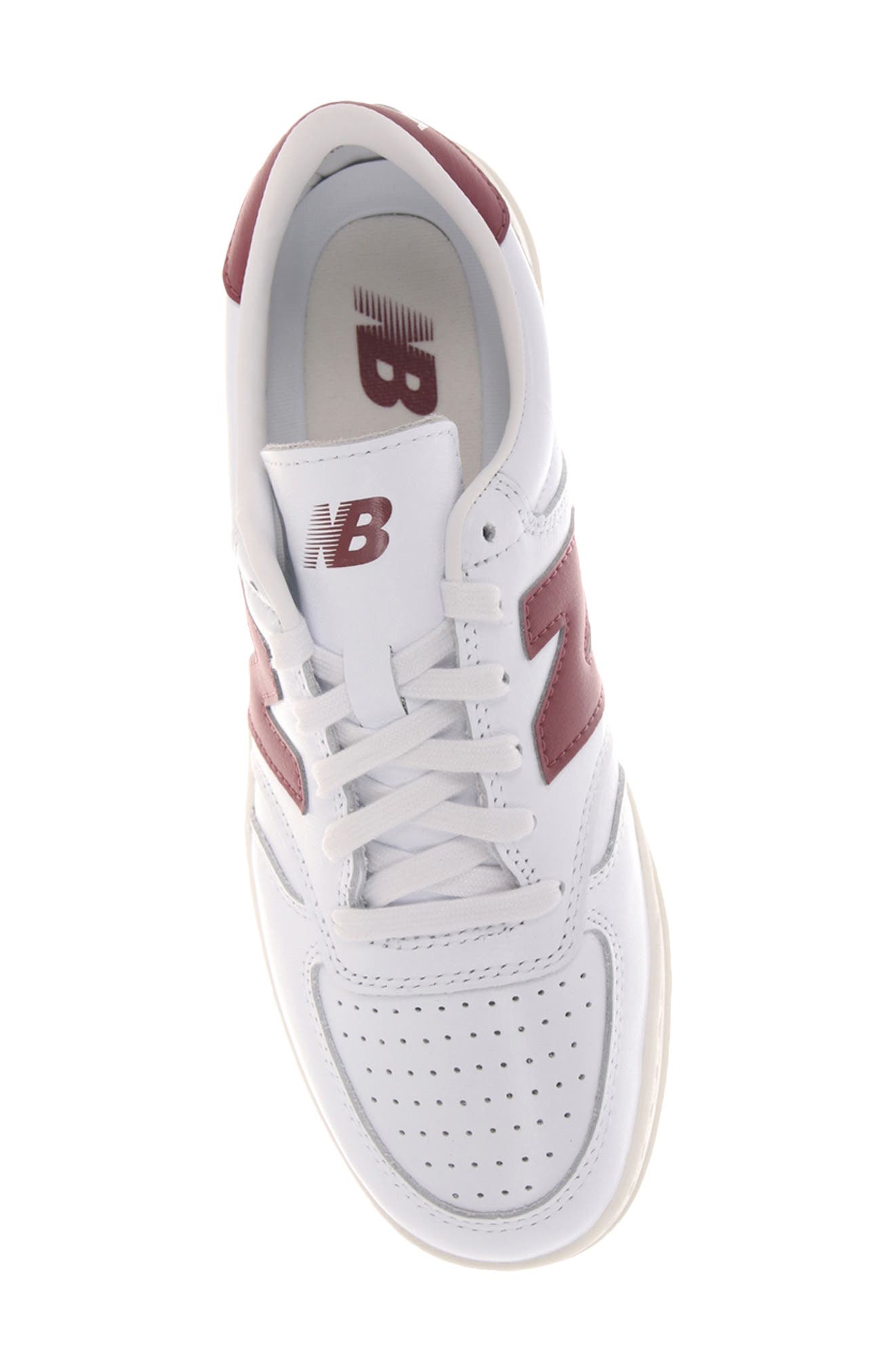 New Balance T500 Tennis Sneaker, Alternate, color, White/ Washed Burgundy