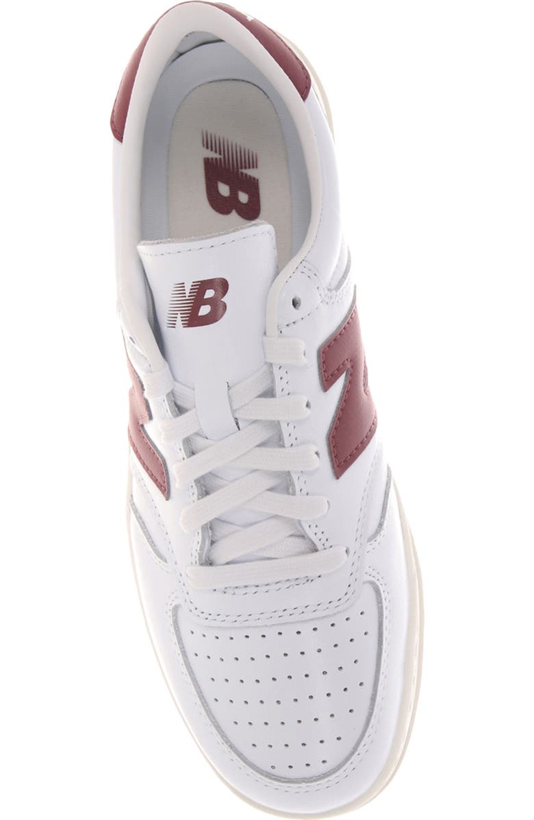 New Balance T500 Tennis Sneaker, Alternate, color, White/ Washed Burgundy