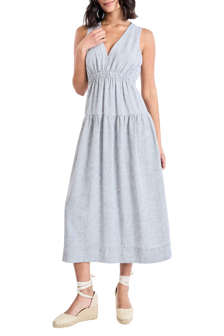 V-Neck Back Cutout Midi Dress, Main, color, PEWTER