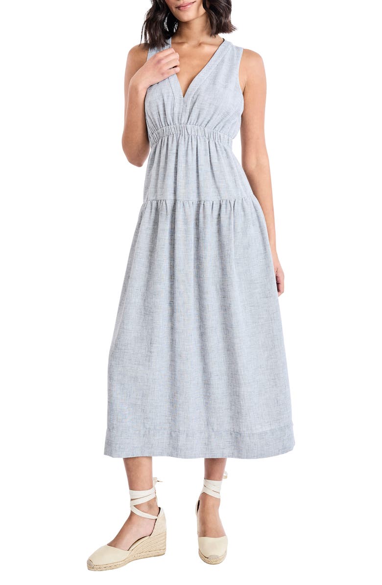 The Good Journey V-Neck Back Cutout Midi Dress, Main, color, Pewter