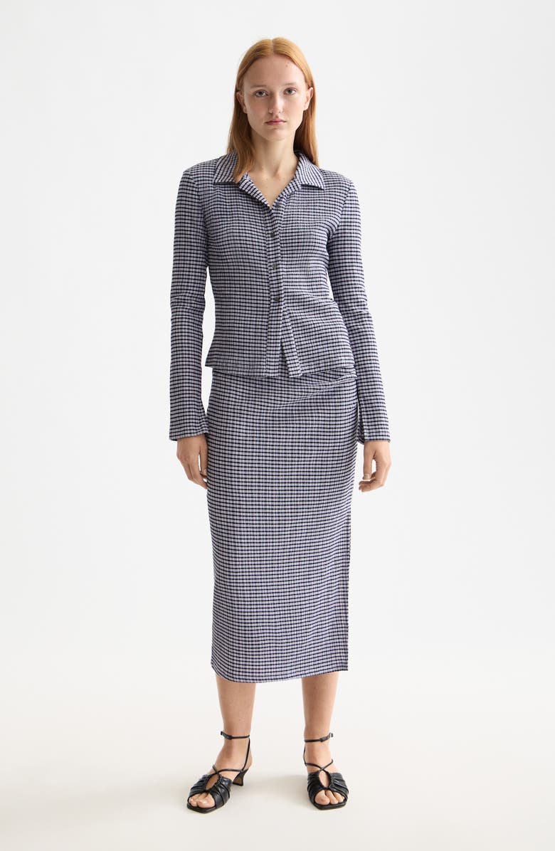 Scotch & Soda Textured Gingham Button-Up Shirt, Alternate, color, Sky Captain/ Languid Lavender