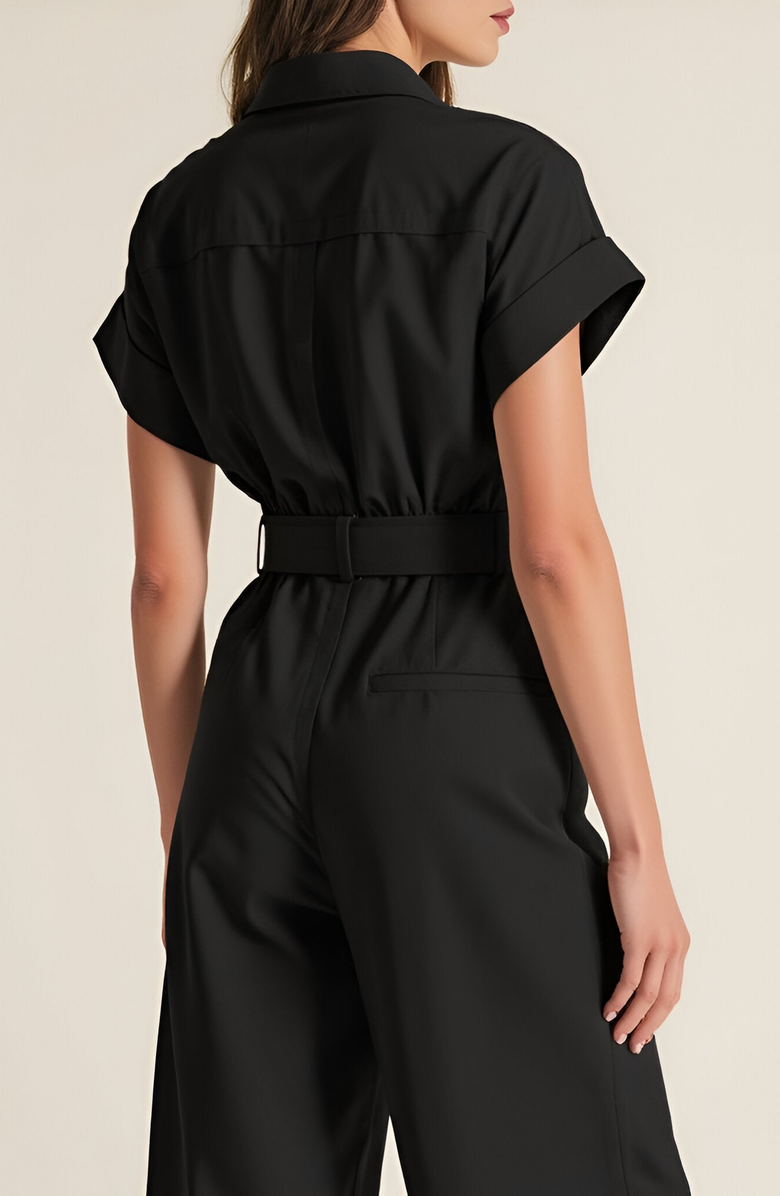 Modenaire Collared Jumpsuit with Removable Belt, Alternate, color,