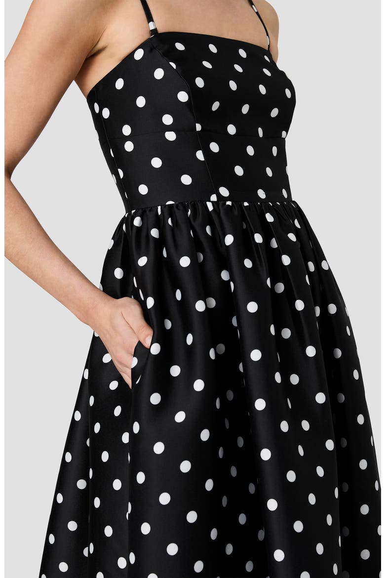 Polka Dot Strapless Taffeta Midi Dress, Alternate, color, BLACK-SUMMER WHITE