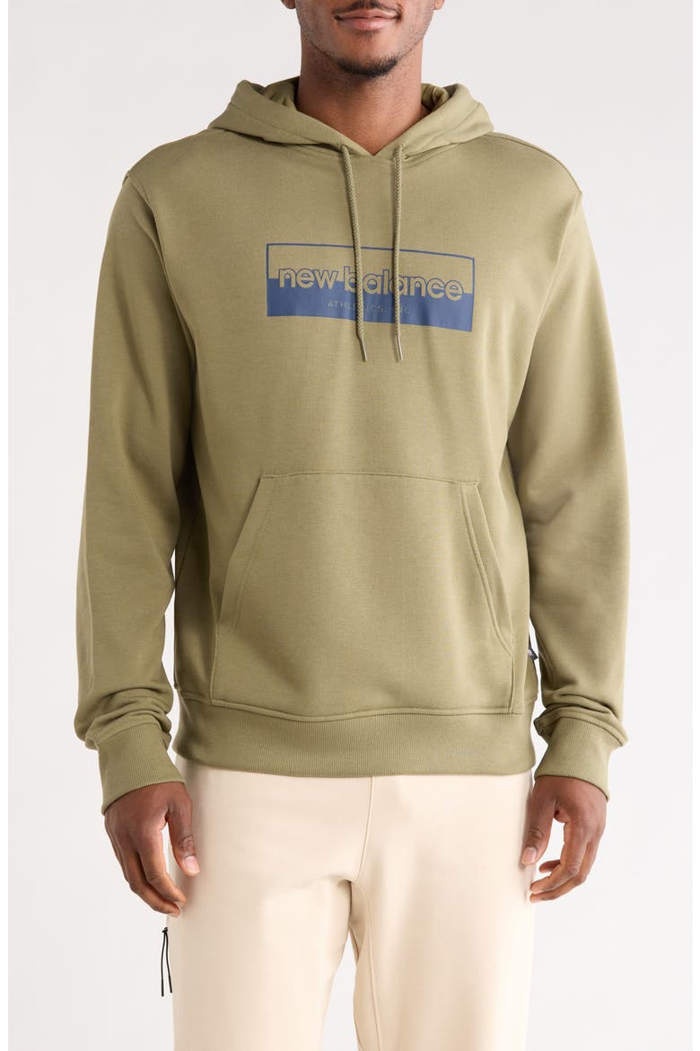 Rectangular Logo Graphic Hoodie, Main, color, DARK OLIVINE