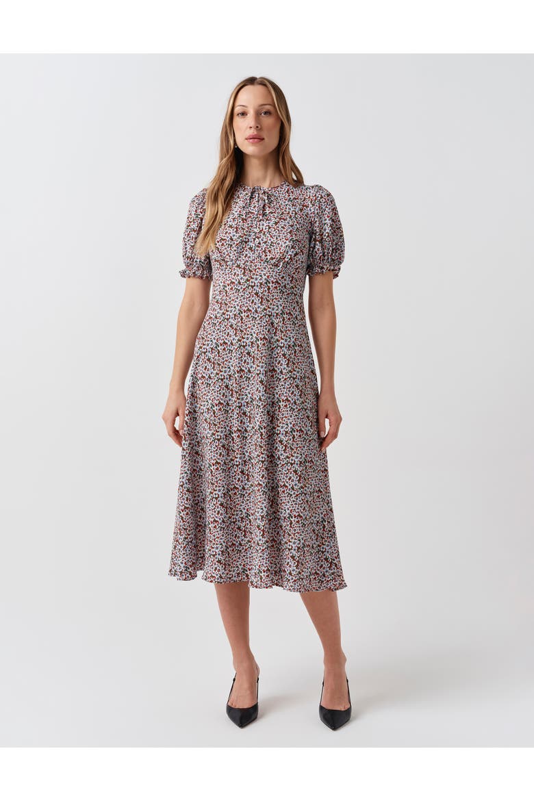 Clarissa Tie Front Midi Dress, Main, color, Red Ditsy