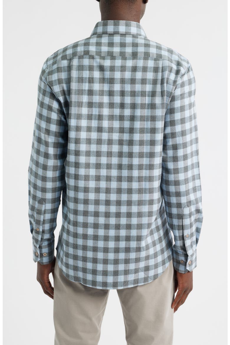 Canclini Regular Fit Check Cotton Mélange Flannel Button-Up Shirt, Alternate, color, SKY