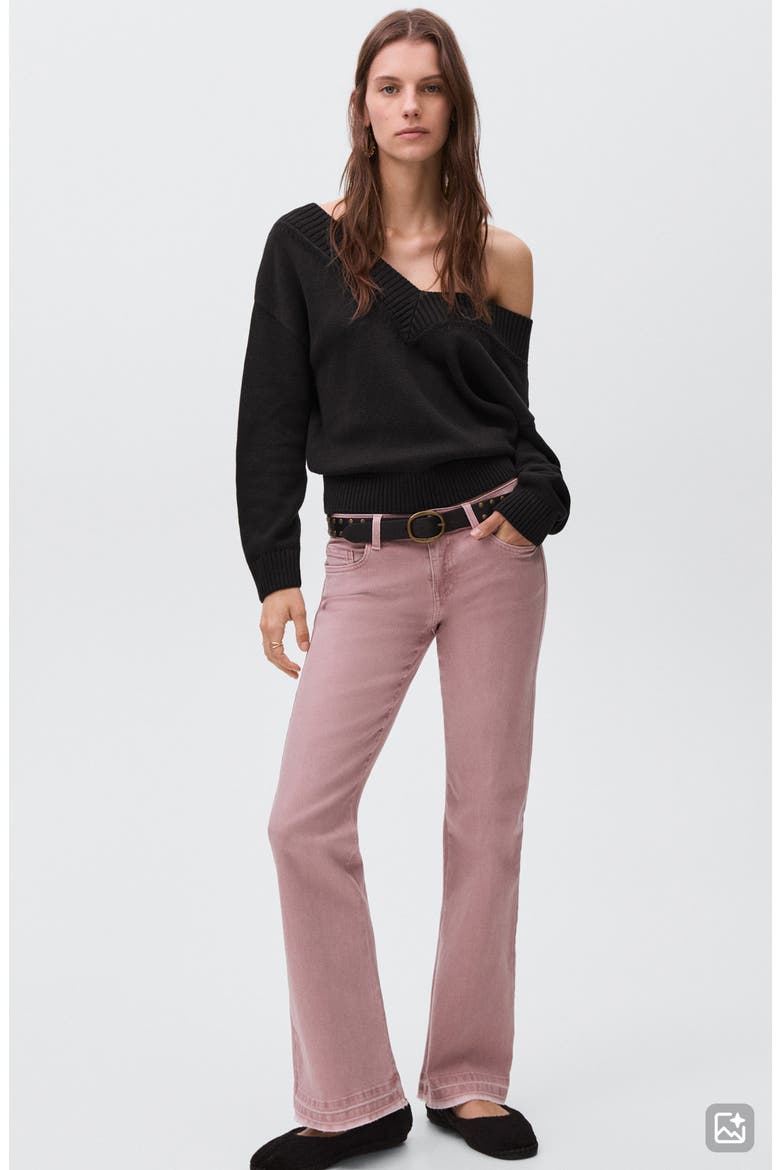 Wide V-Neck Cotton Sweater, Alternate, color, BLACK