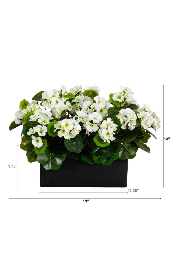 13-in UV Resistant Artificial Geranium in Rectangular Planter, Alternate, color, White