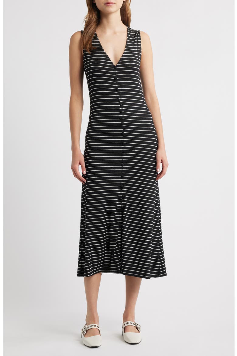 The Knit Stripe Sleeveless A-Line Dress, Main, color, BLACK MULTI