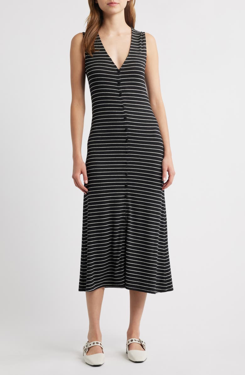 rag & bone The Knit Stripe Sleeveless A-Line Dress, Main, color, Black Multi